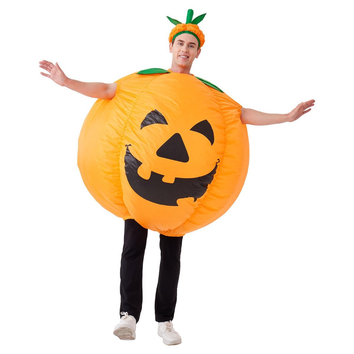 Pumpkin Inflatable Costume Blow up Costume Orange Fancy Dress Adult Jumpsuit Halloween Cosplay Outfit Gift-0