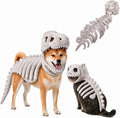 Dinosaur Skeleton Glow in Dark Dog and Cat Costume,Pet Dinosaur Costume,Plush Halloween Pet Hood Outfit - Gray - Size 47.2in-0