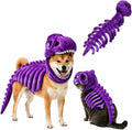 Dinosaur Skeleton Glow in Dark Dog and Cat Costume,Pet Dinosaur Costume,Plush Halloween Pet Hood Outfit - Purple - Size 47.2in-0