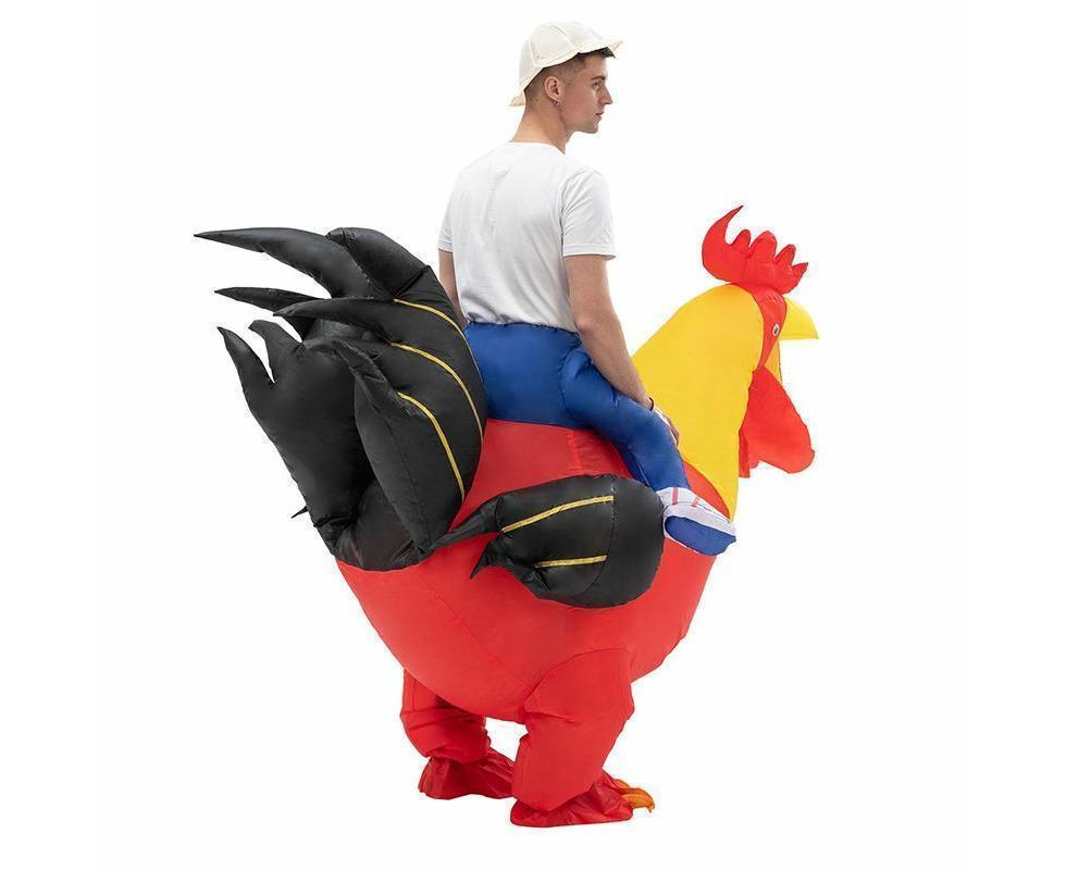 90-130cm Inflatable Christmas Rooster Halloween Costume Blow Up Suit Battery Power Cosplay Costume Christmas Party Babies size 90-130-2