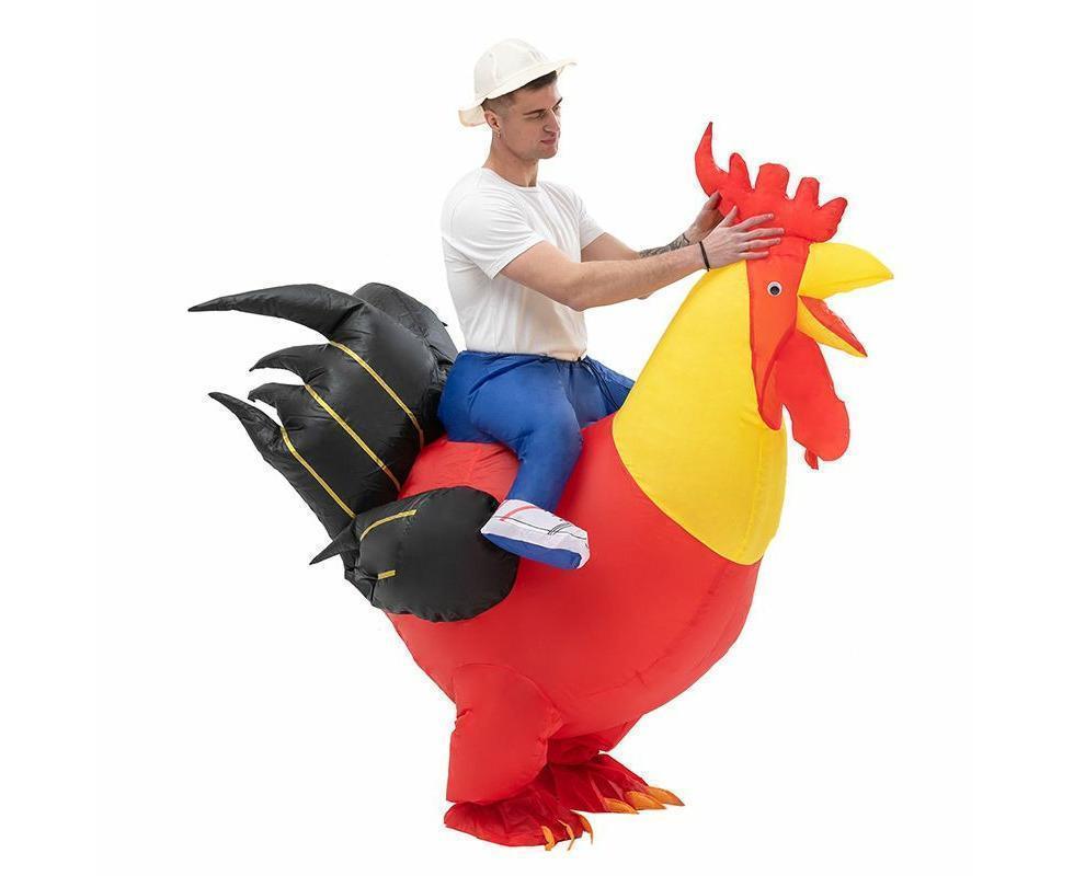 90-130cm Inflatable Christmas Rooster Halloween Costume Blow Up Suit Battery Power Cosplay Costume Christmas Party Babies size 90-130-3