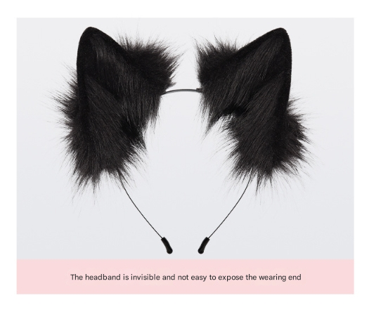 NNEDSZ Black and white Halloween Furry Fox Costume Set - Plush Mask, Ears Headband, Tail, and Paws for Cosplay-2