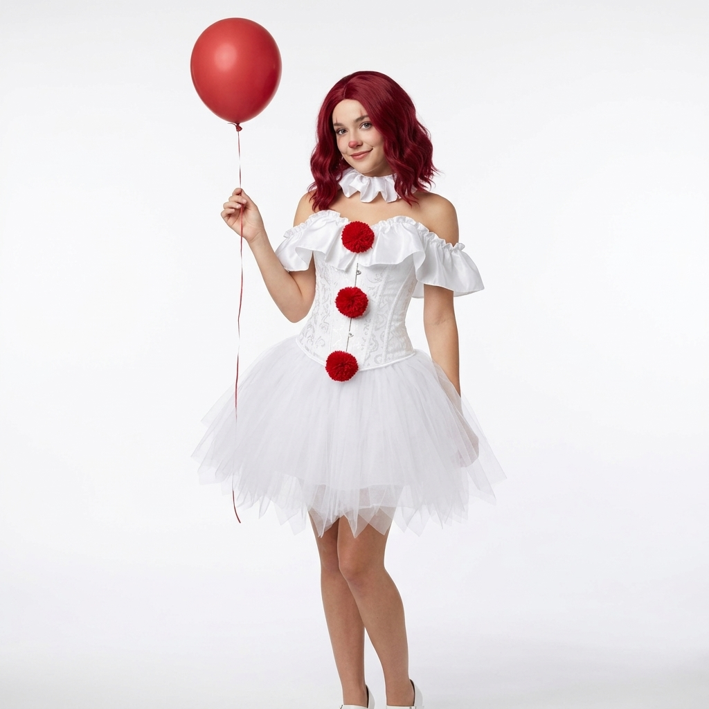 Women's Halloween Clown Cosplay Costume with Skirt