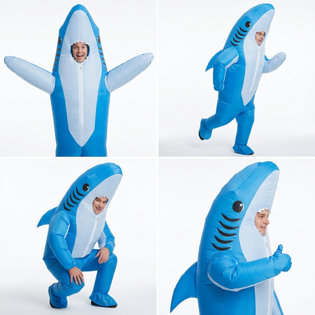Halloween inflatable costume Shark blue